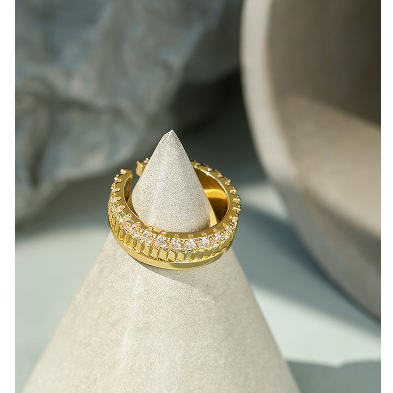 Geometric Diamond Angle Gold-plated Diamond Ring
