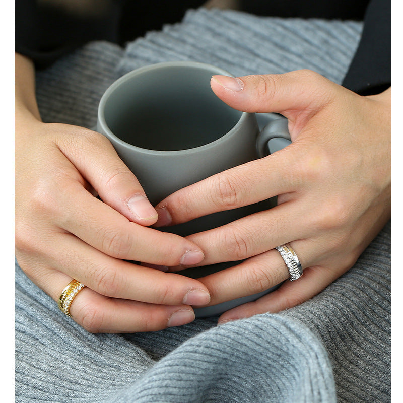 Geometric Diamond Angle Gold-plated Diamond Ring