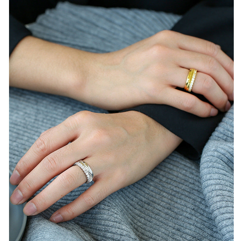 Geometric Diamond Angle Gold-plated Diamond Ring