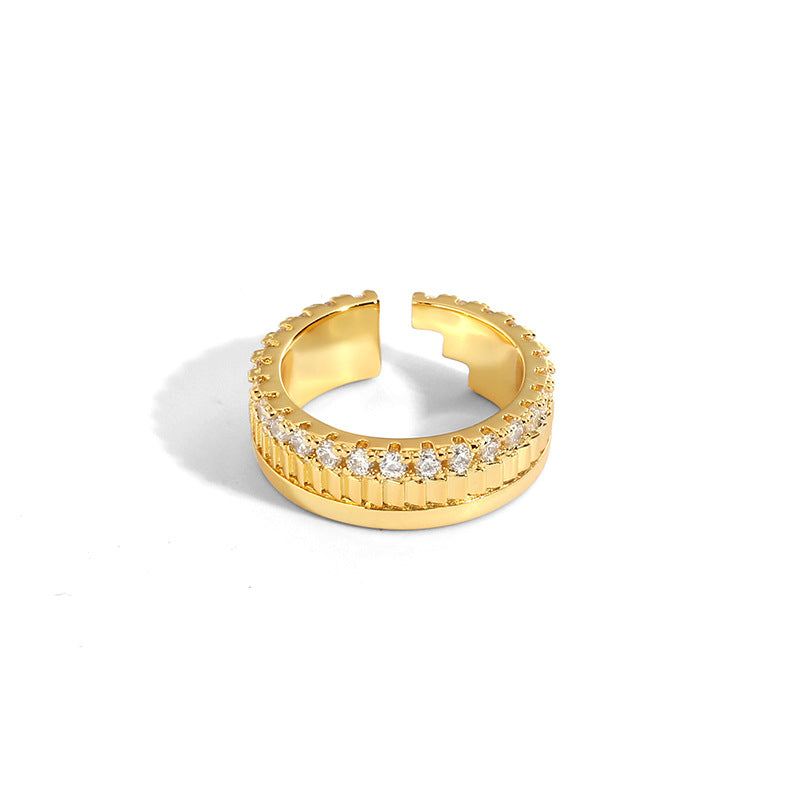 Geometric Diamond Angle Gold-plated Diamond Ring