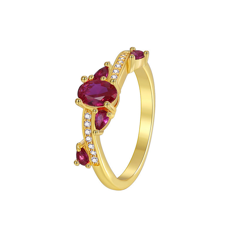 Light Luxury Simple Red Diamond Ring