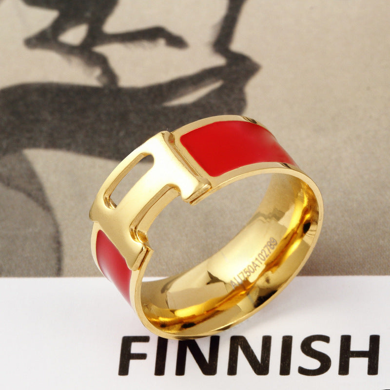A Letter Enamel Ring