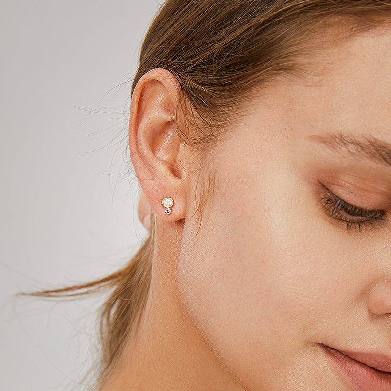 Round Purple Diamond Earrings