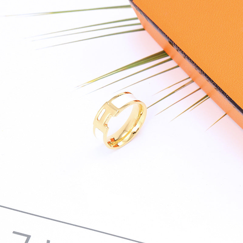 A Letter Enamel Ring