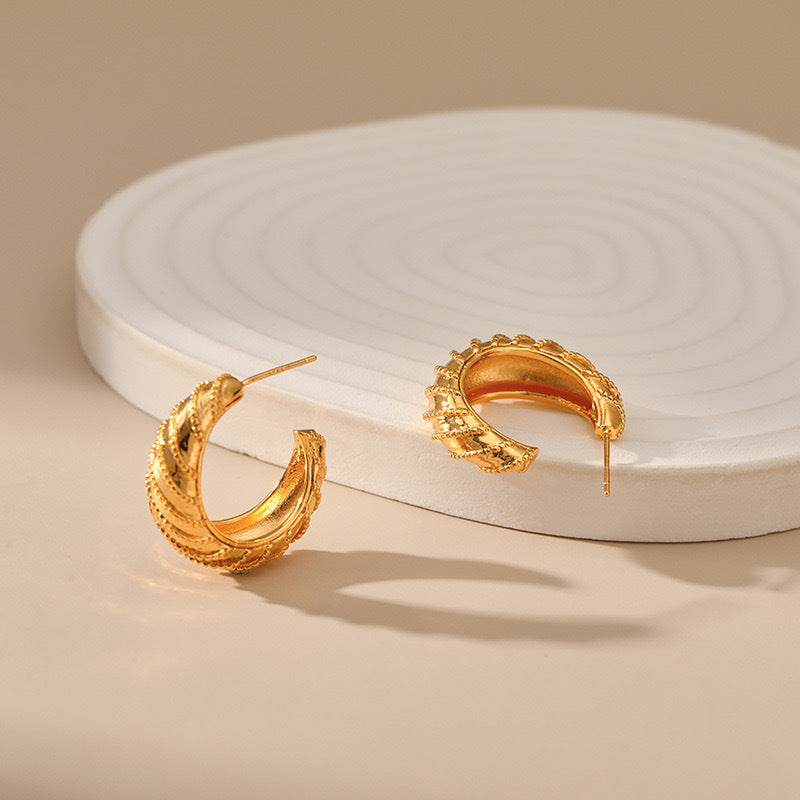 Geometric C-shaped Design Earrings