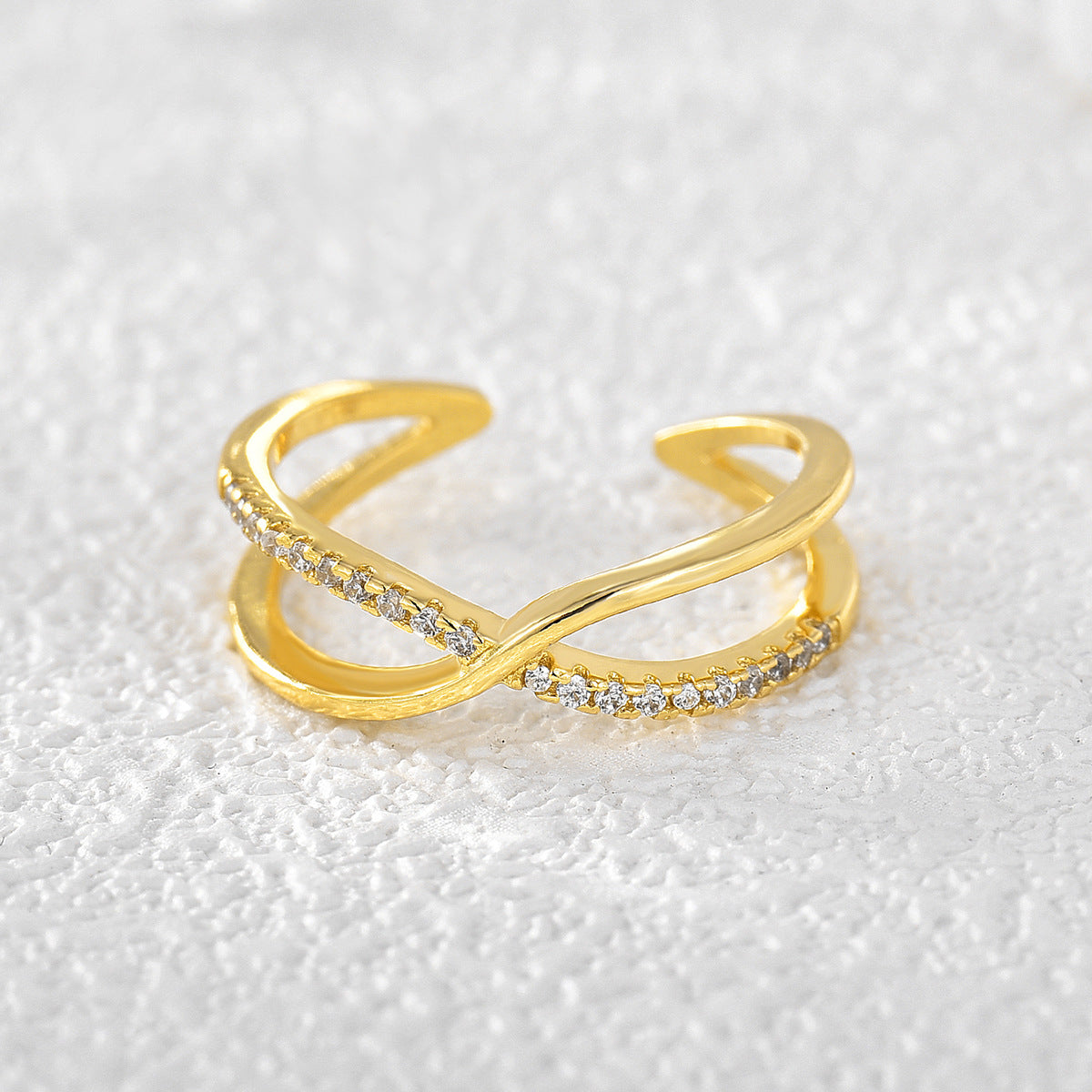 Cross set diamond ring