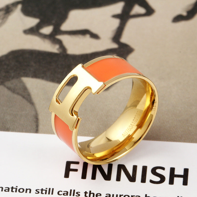 A Letter Enamel Ring