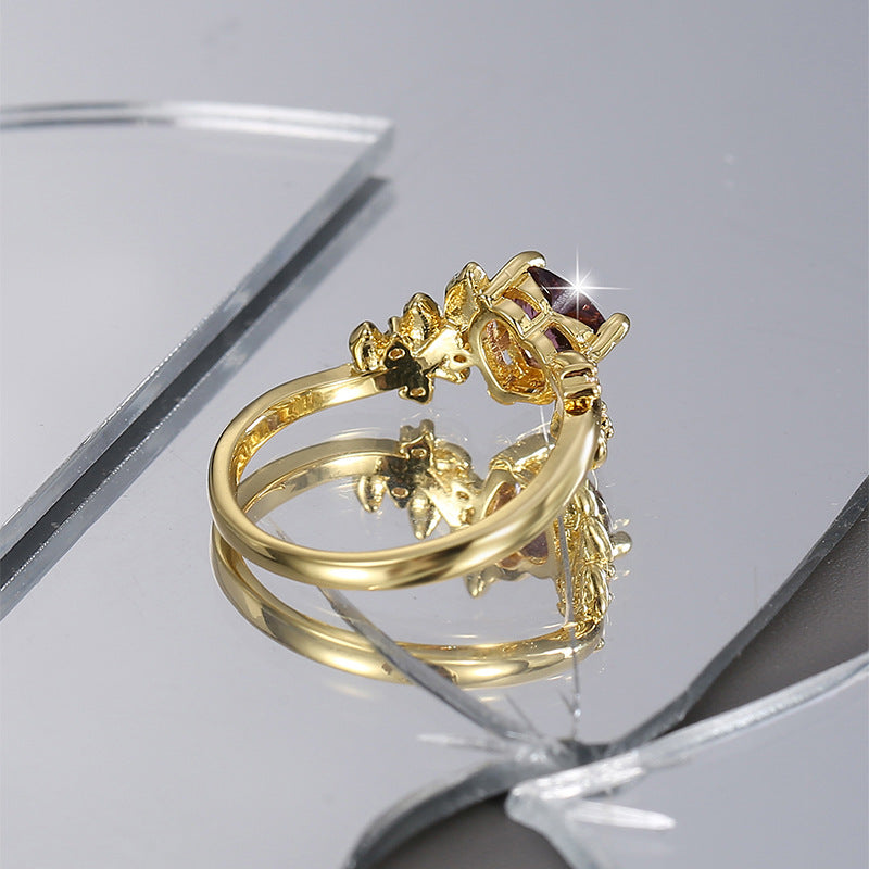 Fashion branches studded love ring