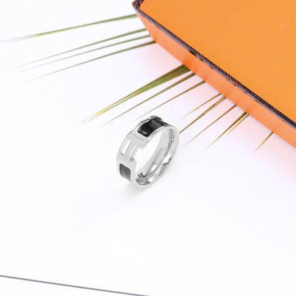 A Letter Enamel Ring