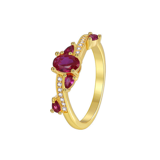 Light Luxury Simple Red Diamond Ring
