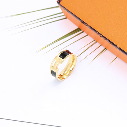 A Letter Enamel Ring