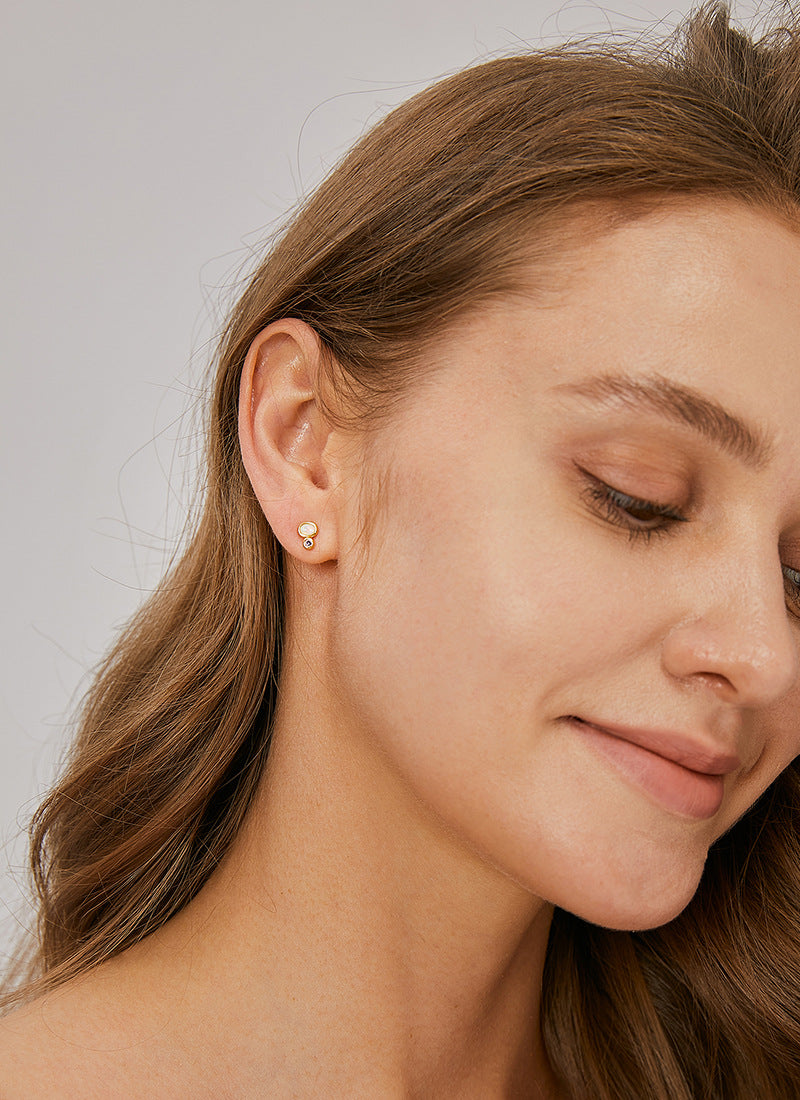 Round Purple Diamond Earrings