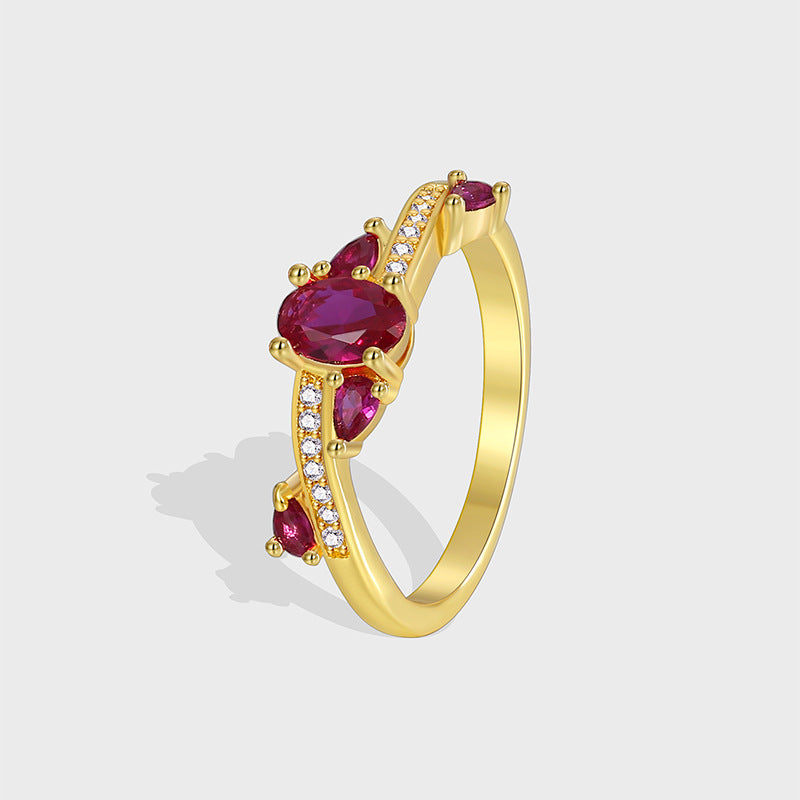 Light Luxury Simple Red Diamond Ring