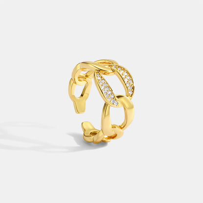 Cuban chain ring set with diamonds