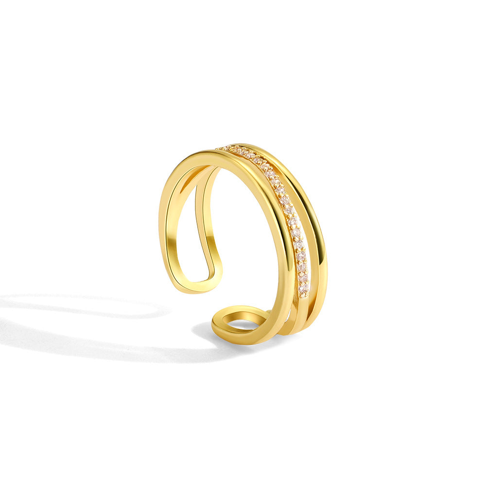 Multi layer wide face diamond ring