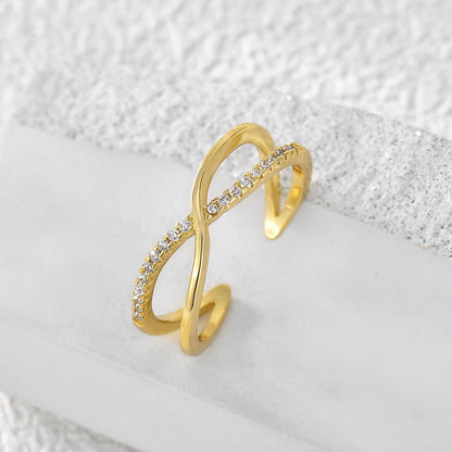 Cross set diamond ring