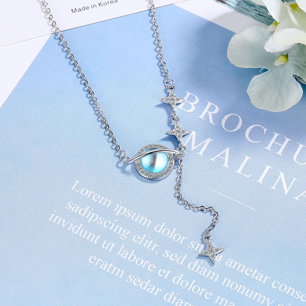 Moonstone Planet Necklace