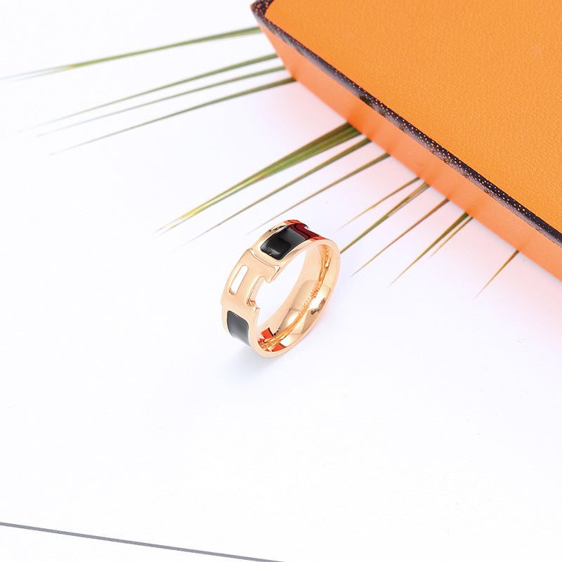 A Letter Enamel Ring