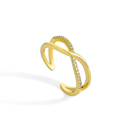 Cross set diamond ring