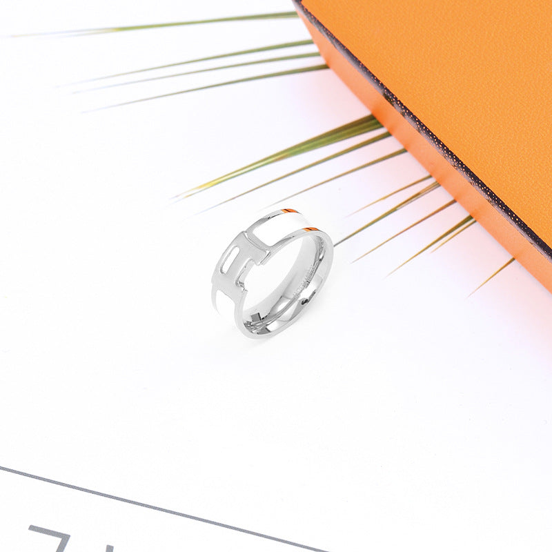 A Letter Enamel Ring