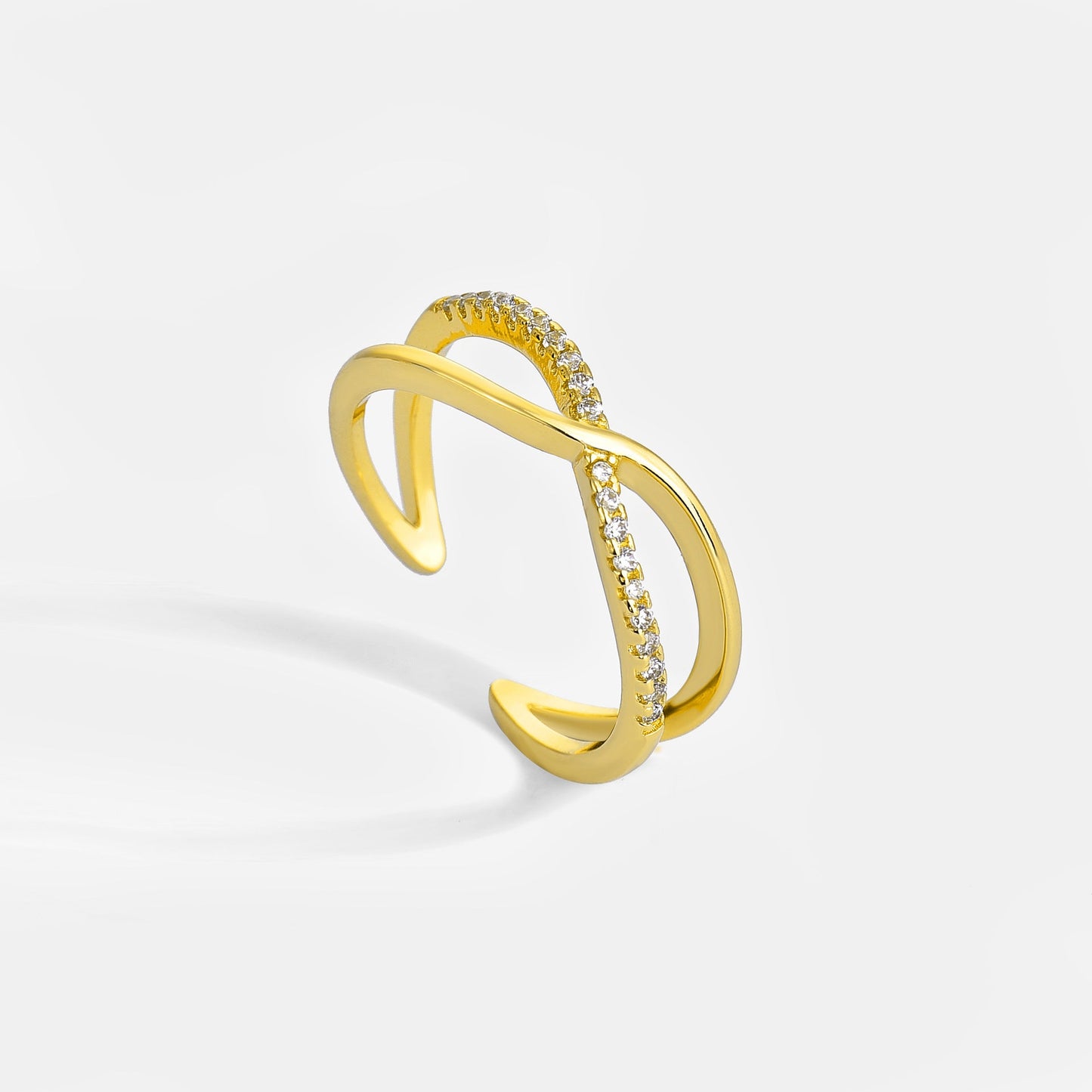 Cross set diamond ring