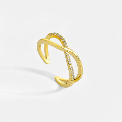 Cross set diamond ring