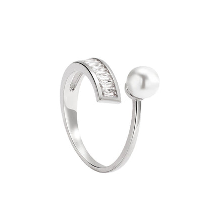 Pearl diamond Open Rings
