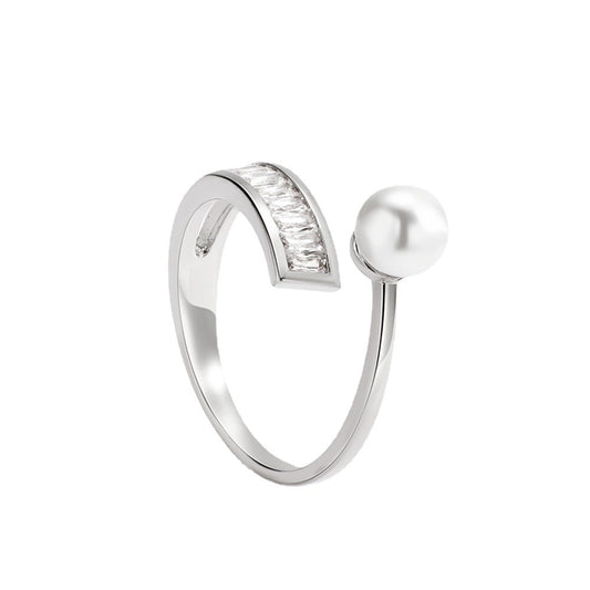 Pearl diamond Open Rings