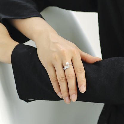 Pearl diamond Open Rings
