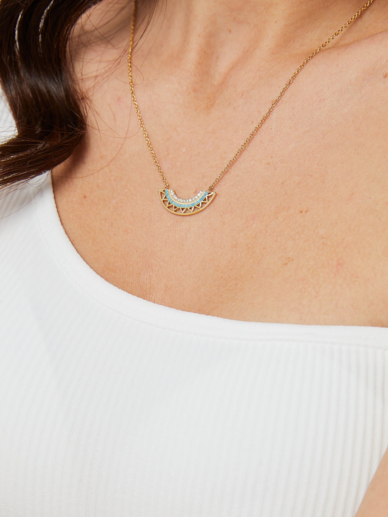 Bohemian Style Geometric Fan Necklace