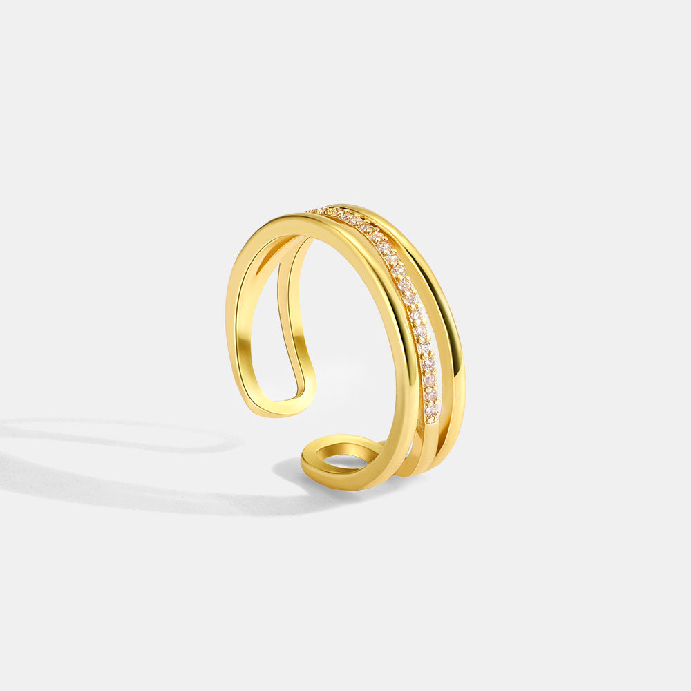 Multi layer wide face diamond ring