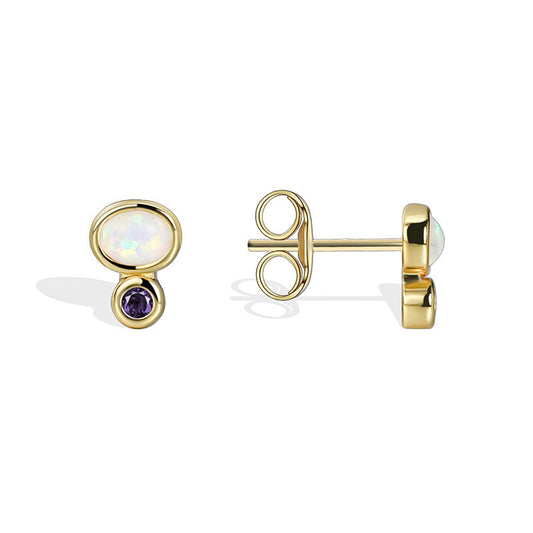 Round Purple Diamond Earrings