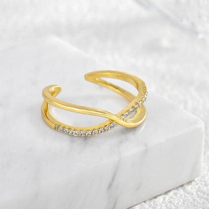 Cross set diamond ring