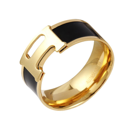 A Letter Enamel Ring