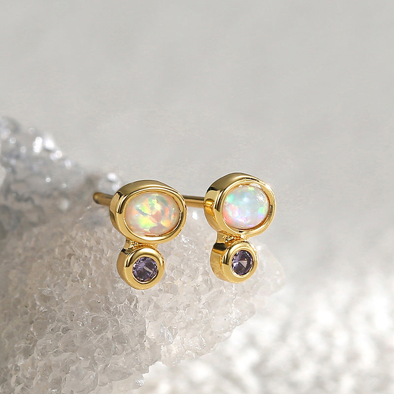 Round Purple Diamond Earrings