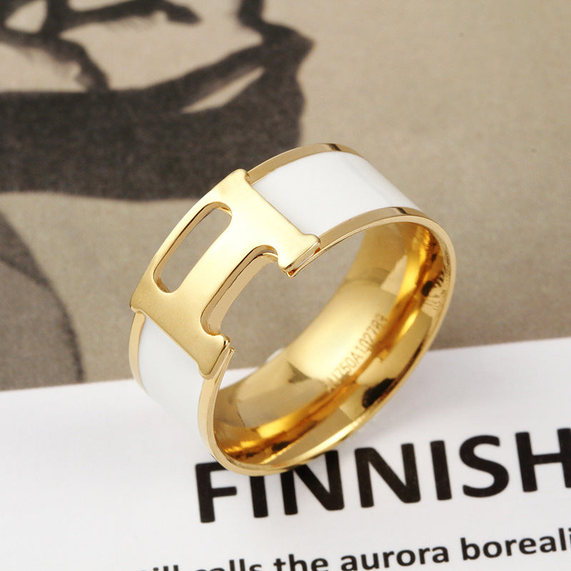 A Letter Enamel Ring