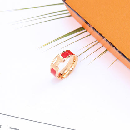 A Letter Enamel Ring