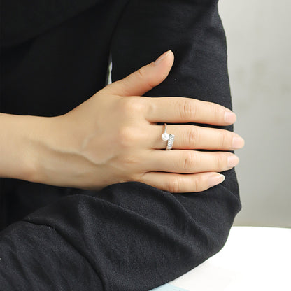 Pearl diamond Open Rings