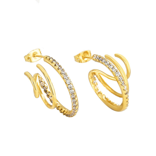 Three circle diamond earrings