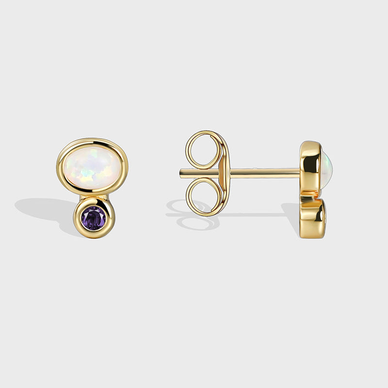 Round Purple Diamond Earrings