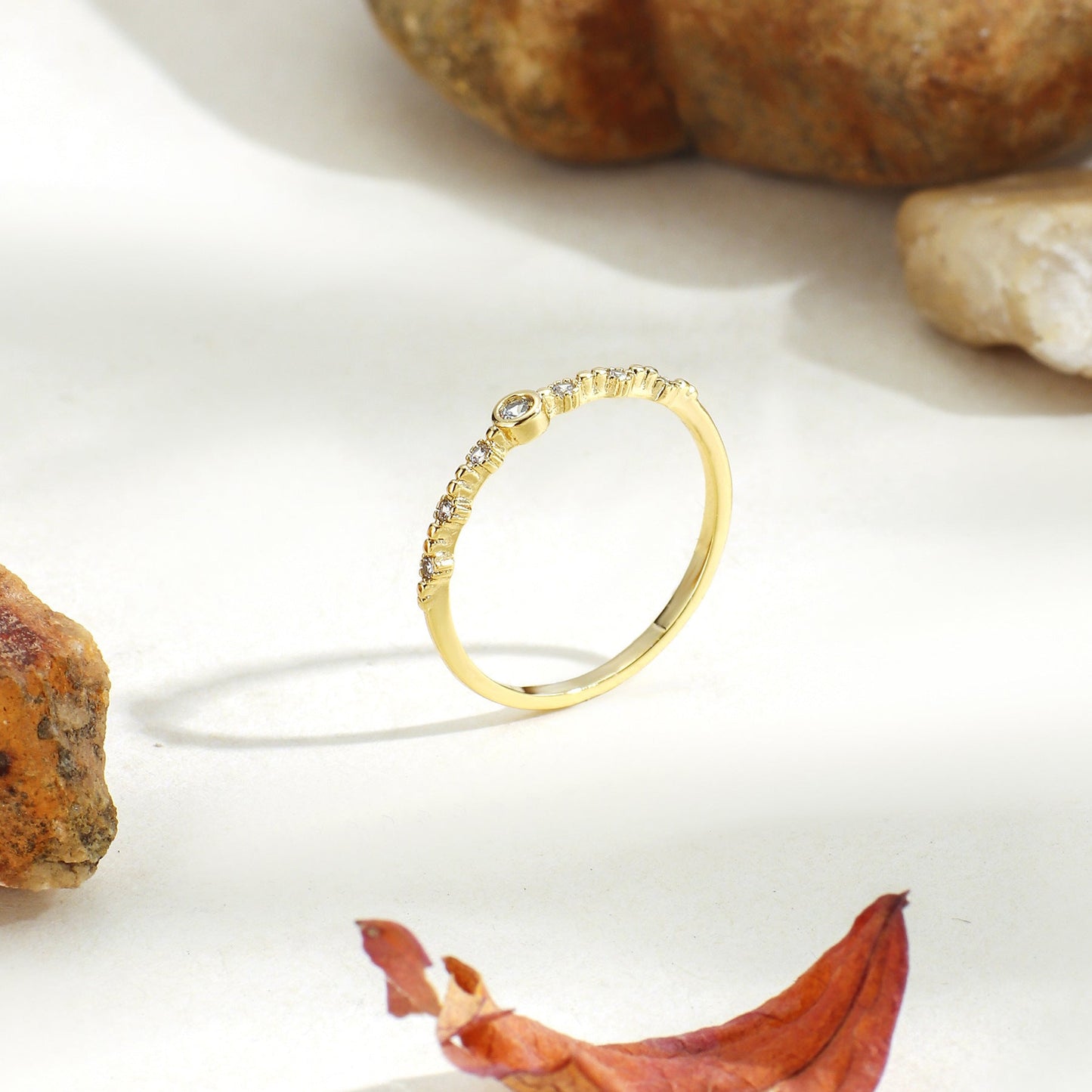 Gold Diamond Wave Ring